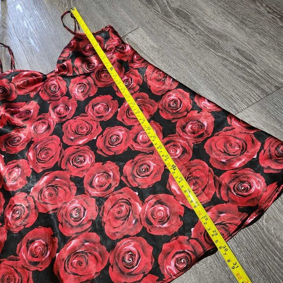 Vintage 90s romantic red roses slip dress ✦ night gown with a bow at the front ✦ - Picture 9 of 12